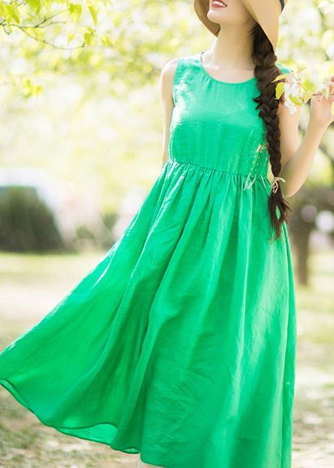 Diy O Neck Sleeveless Summer Wardrobes Work Green Long Dresses
