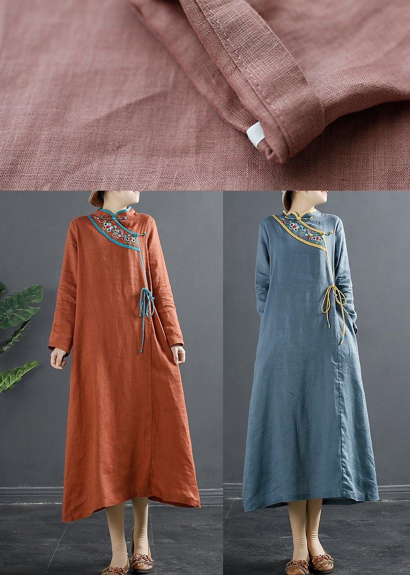 Diy Orange Embroidery Maxi Dresses