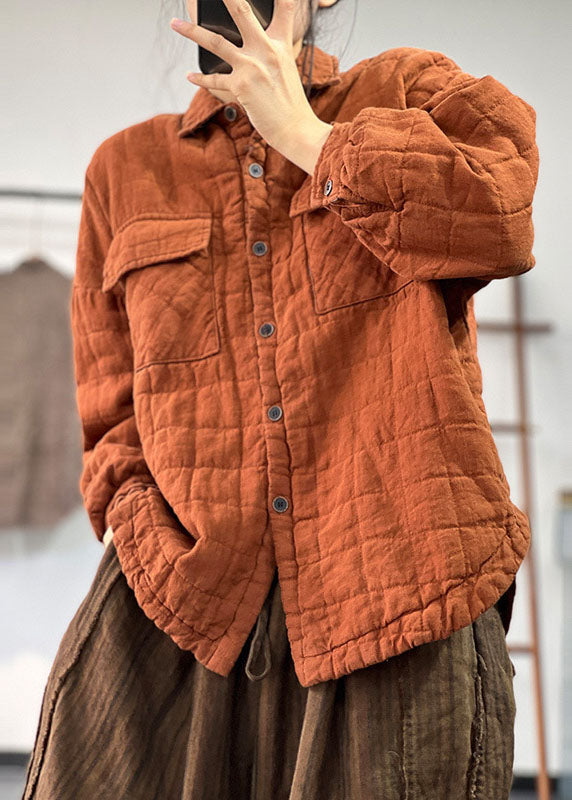 Diy Orange Peter Pan Collar Fine Cotton Filled Linen Coats Winter