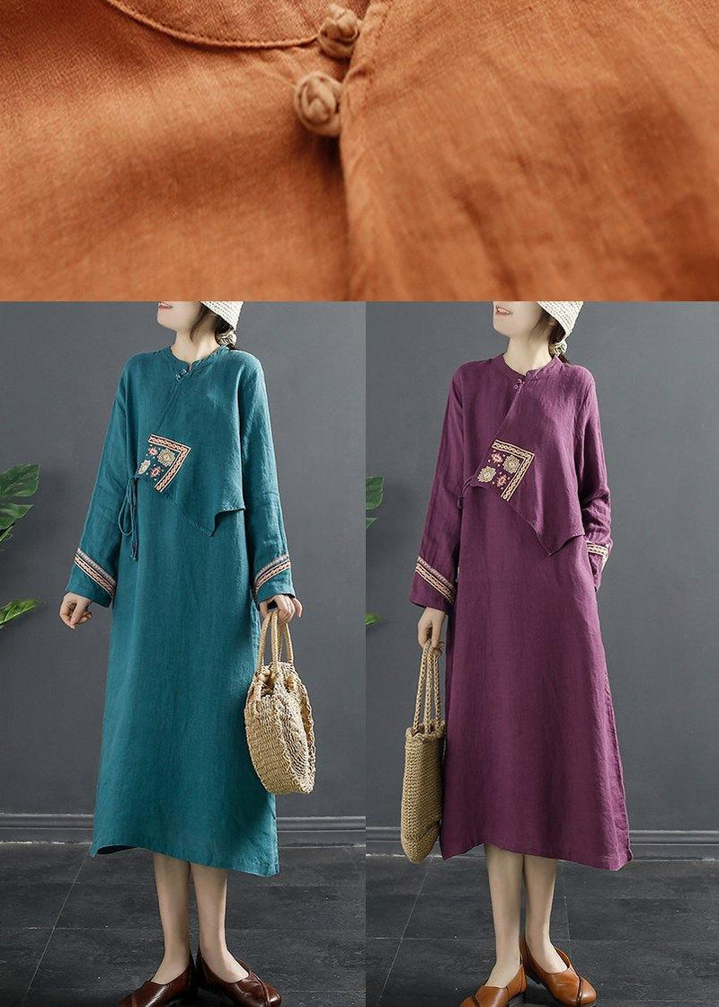 Diy Patchwork Lnspiration Green Embroidery Maxi Dress