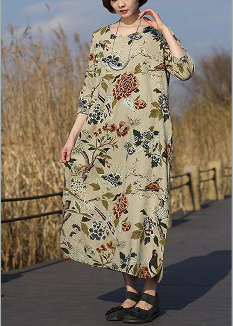 Diy Peony Flower Clothes for O Neck Pockets Maxi Spring Dress