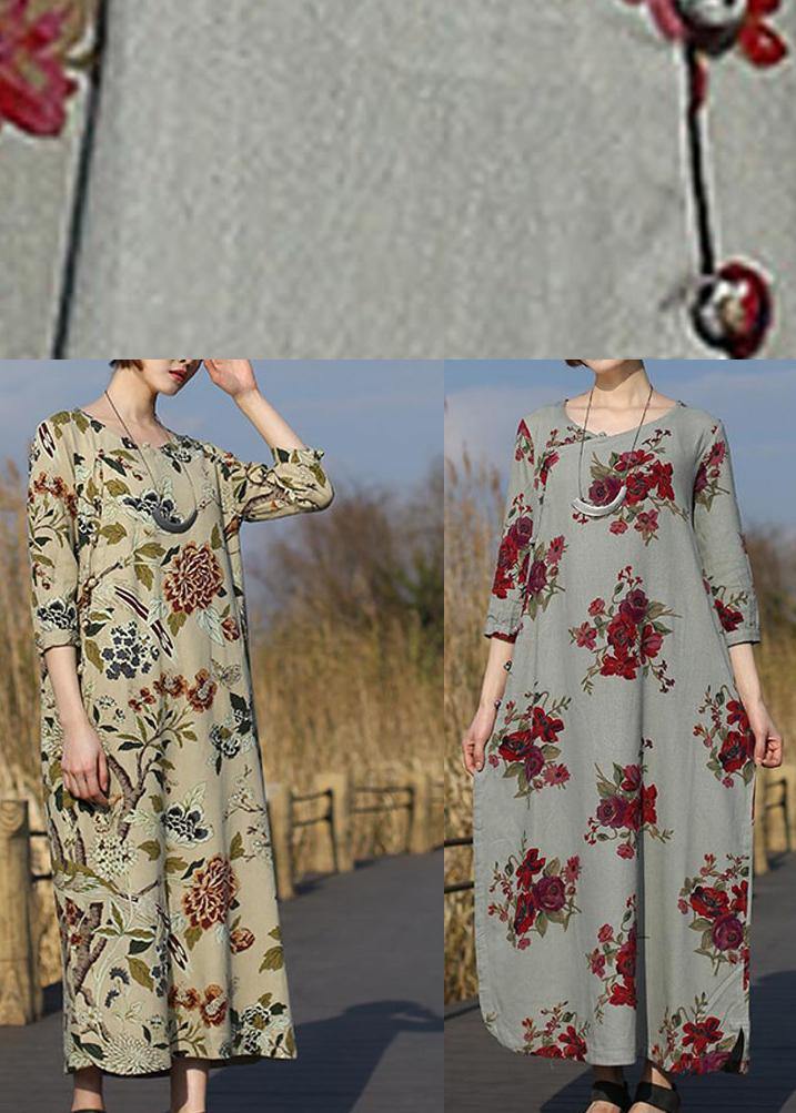 Diy Peony Flower Clothes for O Neck Pockets Maxi Spring Dress
