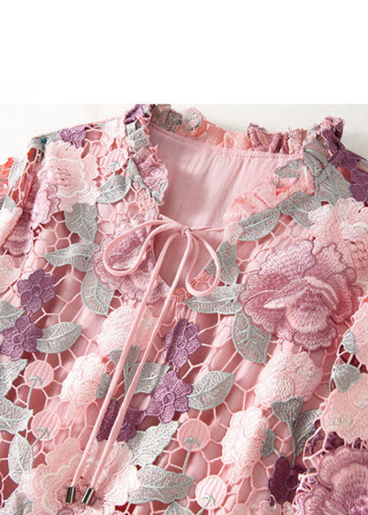 Diy Pink Embroideried Hollow Out Lace Party Dress Bracelet Sleeve