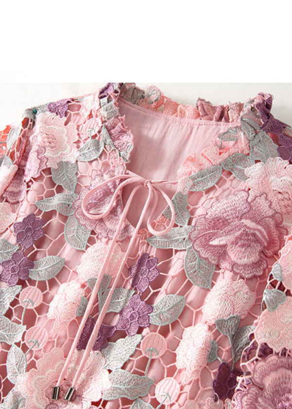 Diy Pink Embroideried Hollow Out Lace Party Dress Bracelet Sleeve