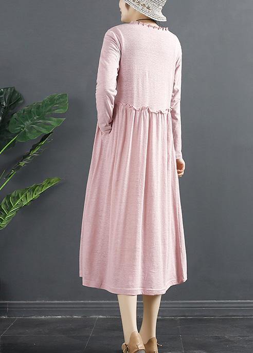 Diy Pink Ruffled Patchwork Loose Dress