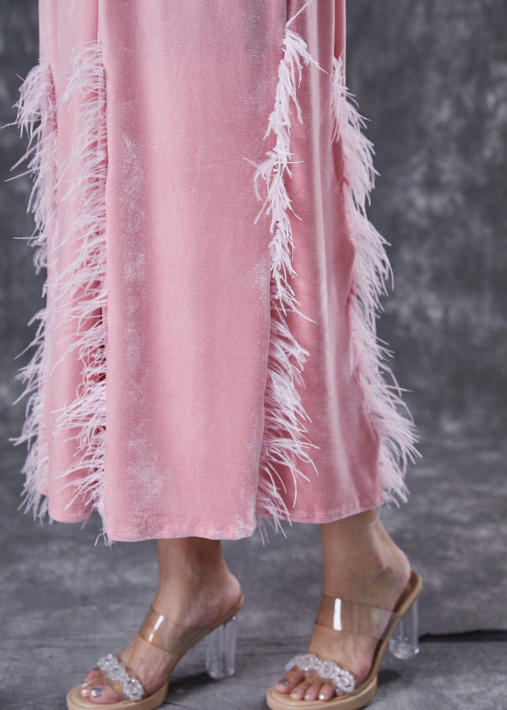 Diy Pink Tasseled Silk Velour Vacation Dresses Fall