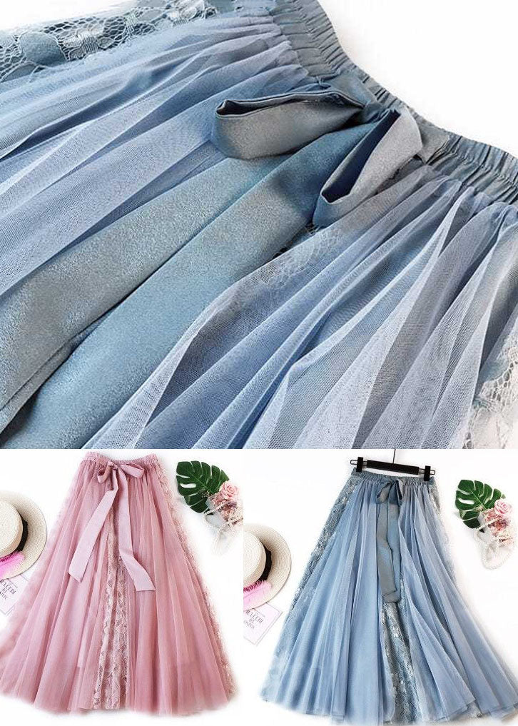Diy Pink Wrinkled Patchwork Lace Tulle Skirt Spring