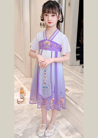 Diy Purple Embroideried Tassel Tulle Long Dresses Summer