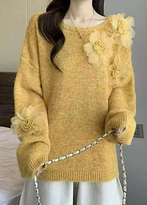 Diy Purple O-neck Knitted Tops Winter