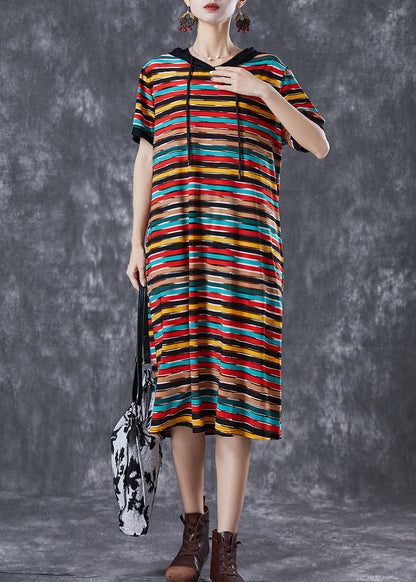 Diy Rainbow Hooded Striped Chiffon Robe Dresses Summer