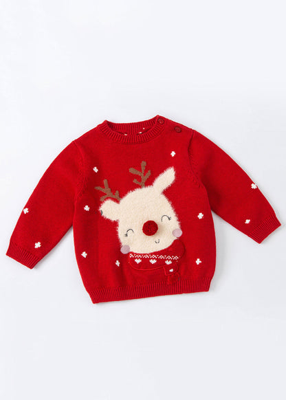 Diy Red Animal Print Cotton Knit Sweaters Spring