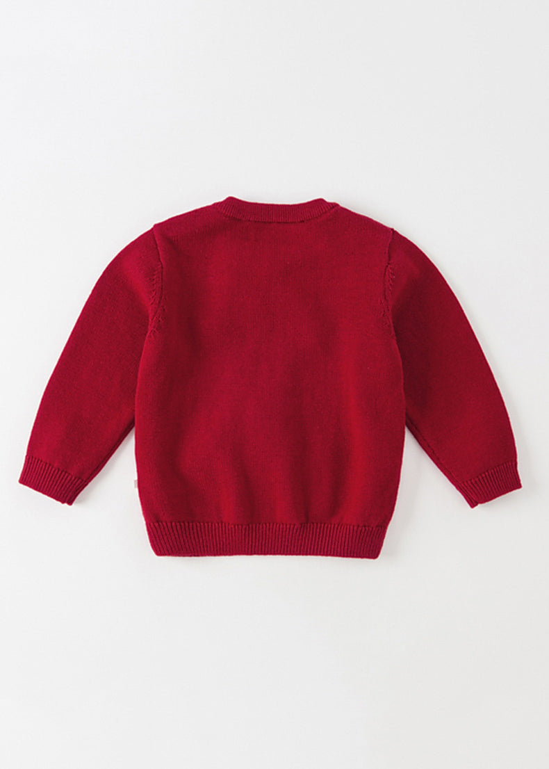 Diy Red Animal Print Cotton Knit Sweaters Spring