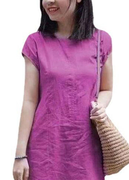Diy Red Asymmetrical Patchwork Mid Dresses Short Sleeve
