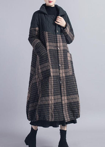 Diy Red Plaid Patchwork Fine Cotton Filled Winter Coat