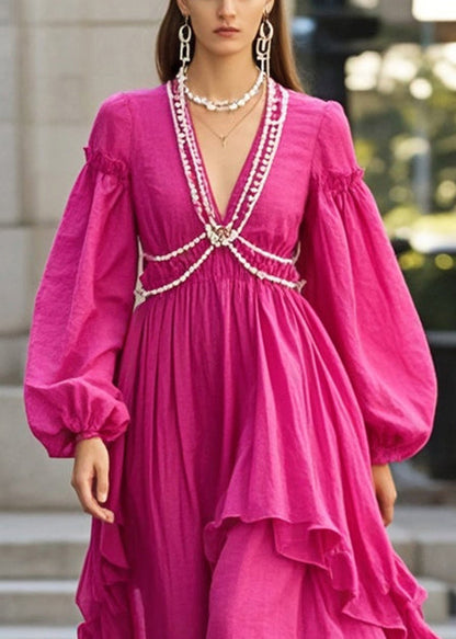 Diy Rose Ruffled Chain Linked Cotton Party Dress Spring