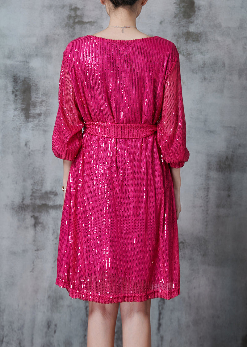 Diy Rose Sequins Tie Waist Tulle Day Dress Spring
