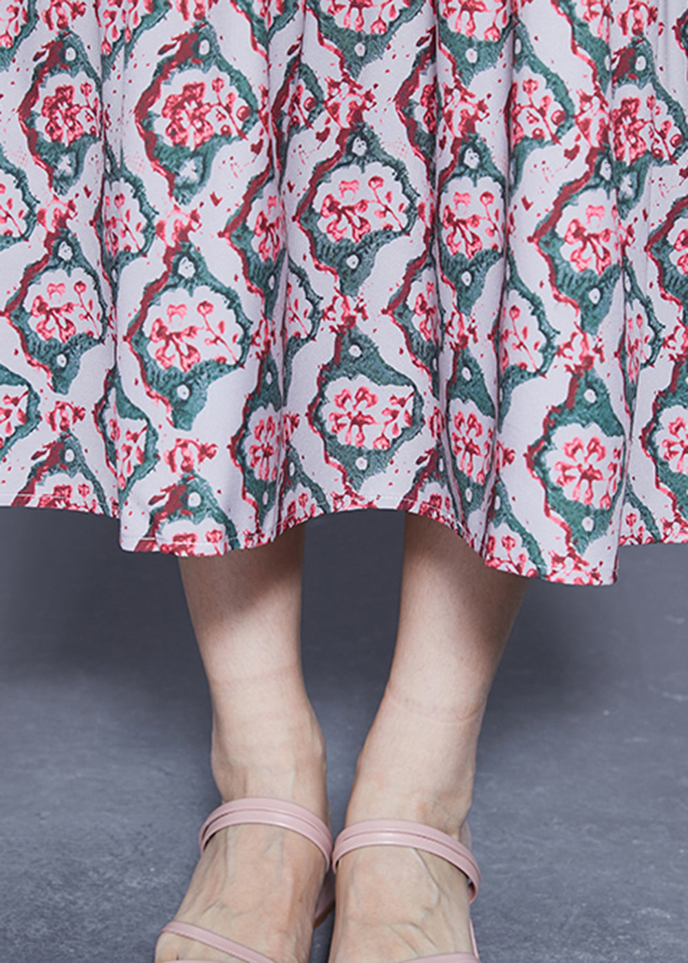 Diy Ruffled Lace Up Print Silk Long Dress Spring