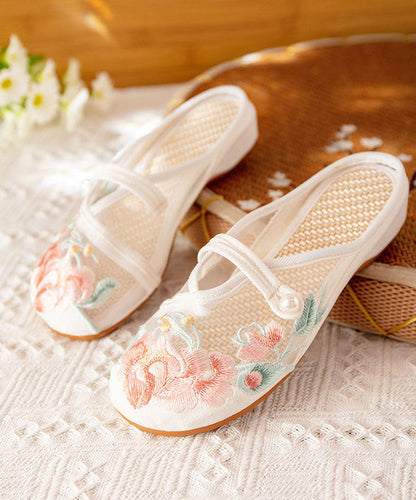 Diy Splicing Flat Slide Sandals White Tulle Embroidery