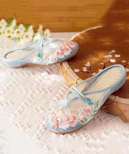 Diy Splicing Flat Slide Sandals White Tulle Embroidery
