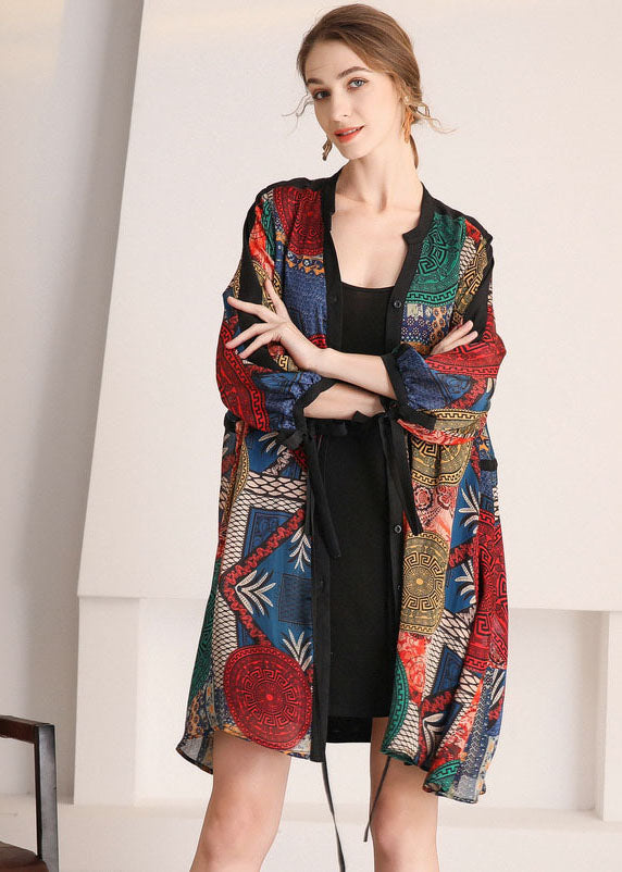 Diy V Neck Cinched Print Chiffon Shirt Dress Spring