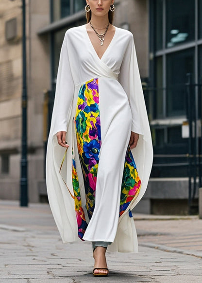 Diy White Asymmetrical Patchwork Chiffon Maxi Dresses Spring