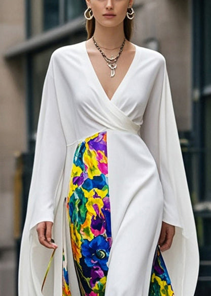 Diy White Asymmetrical Patchwork Chiffon Maxi Dresses Spring