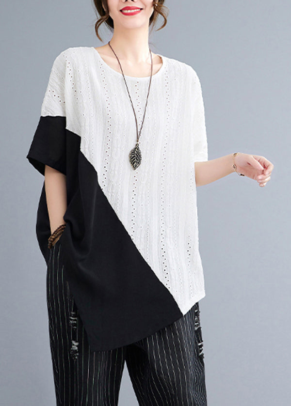 Diy White Asymmetrical Patchwork Hollow Out Cotton Tanks Summer