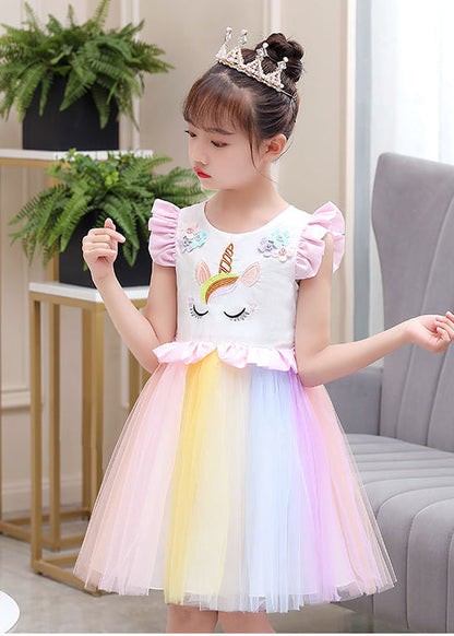 Diy White Embroideried Patchwork Ruffled Cotton Baby Dresses Butterfly Sleeve