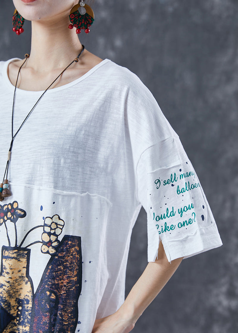 Diy White Oversized Patchwork Applique Cotton Dress Summer