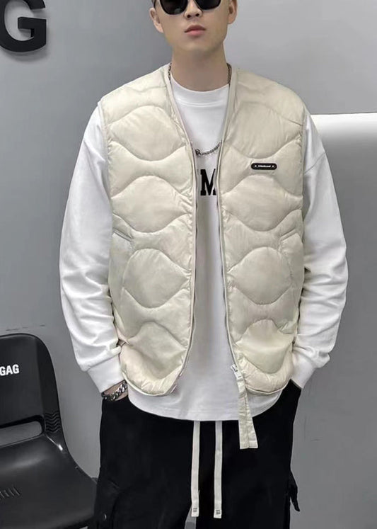 Diy White Oversized Pockets Fine Cotton Filled Vests Spring