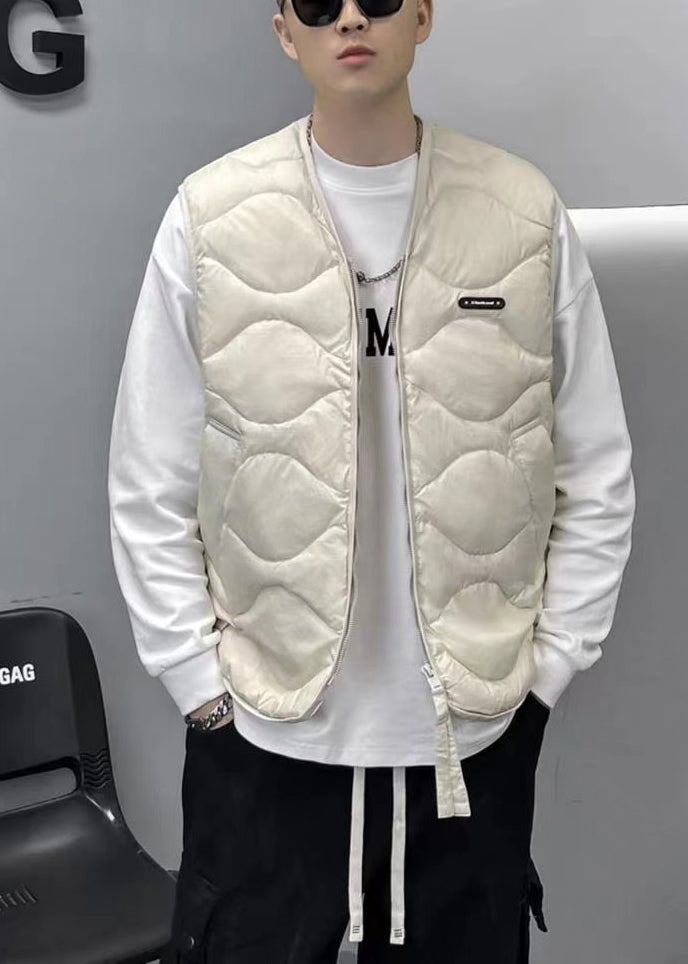 Diy White Oversized Pockets Fine Cotton Filled Vests Spring