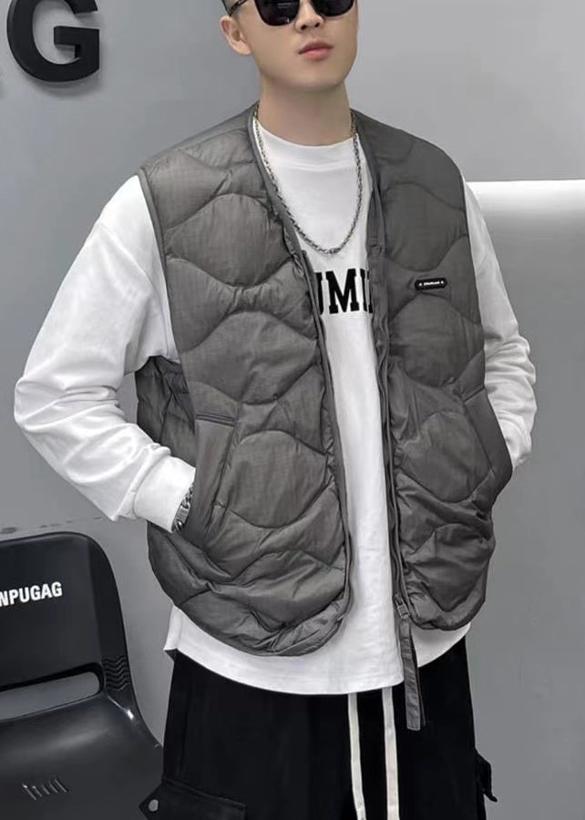 Diy White Oversized Pockets Fine Cotton Filled Vests Spring