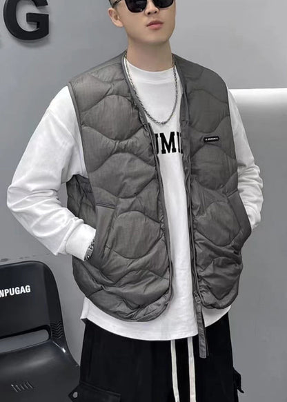 Diy White Oversized Pockets Fine Cotton Filled Vests Spring
