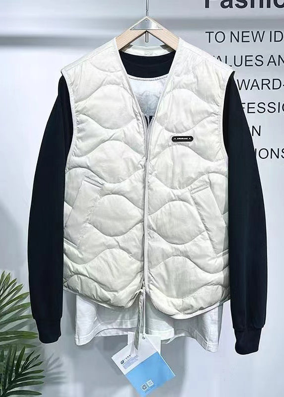 Diy White Oversized Pockets Fine Cotton Filled Vests Spring