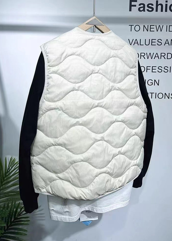 Diy White Oversized Pockets Fine Cotton Filled Vests Spring