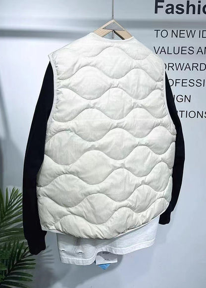 Diy White Oversized Pockets Fine Cotton Filled Vests Spring