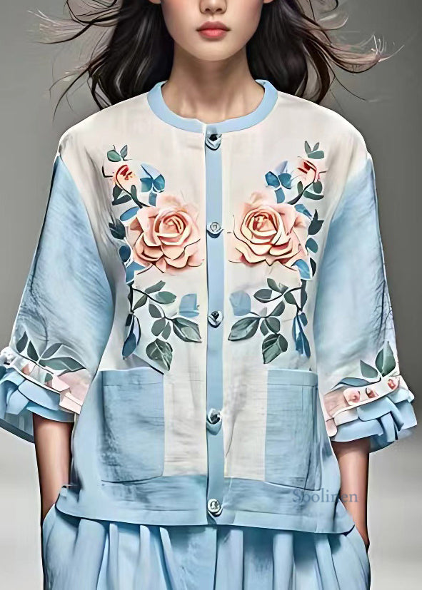 Diy White Print Ruffled Patchwork Shirt Bracelet Sleeve