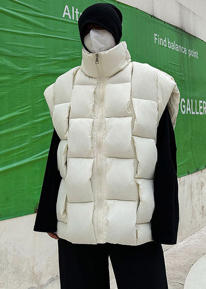 Diy White Stand Collar Fine Cotton Filled Parka Winter