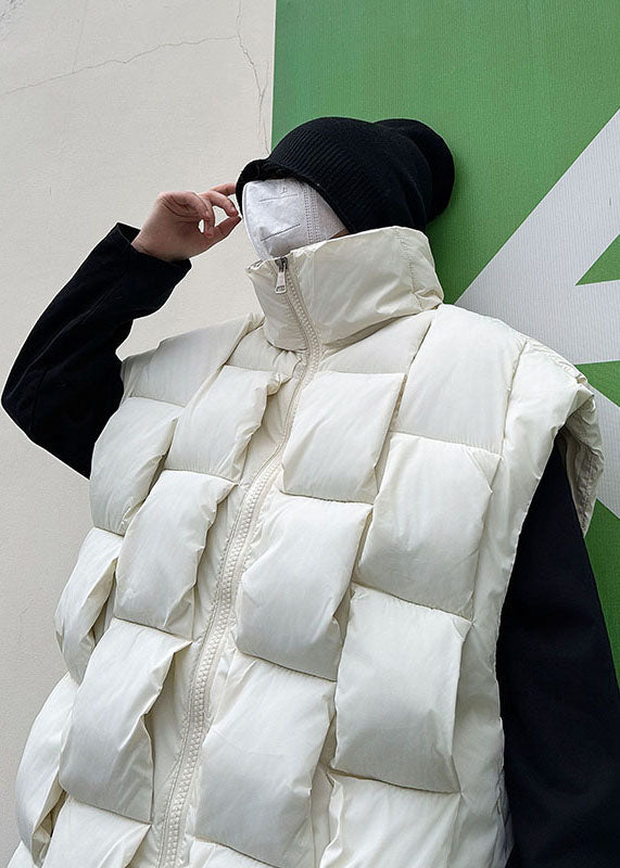 Diy White Stand Collar Fine Cotton Filled Parka Winter