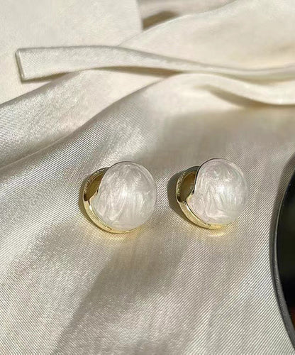 Diy White Sterling Silver Alloy Enamel Stud Earrings