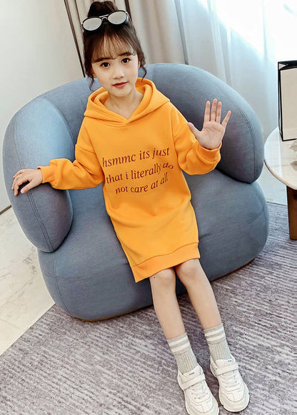 Diy Yellow Hooded Patchwork Warm Fleece Baby Sweatshirts Dress Winter