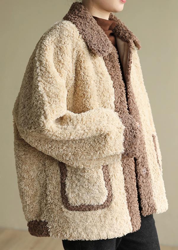 Diy Beige Clothes for Tutorials Lapel Collar Patchwork Coats