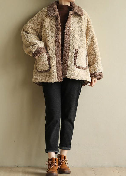 Diy Beige Clothes for Tutorials Lapel Collar Patchwork Coats