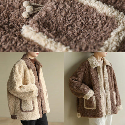 Diy Beige Clothes for Tutorials Lapel Collar Patchwork Coats