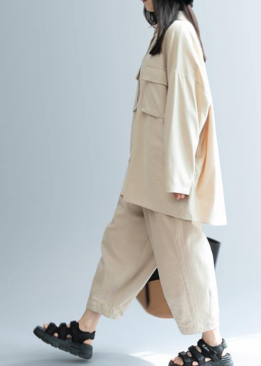 Diy Beige Clothes for Lapel Pockets Knee Shirt