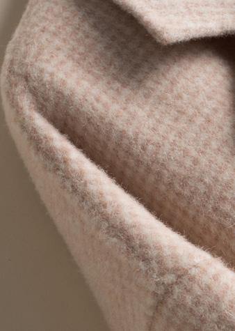 Diy Beige Plaid Tunics for Work Outfits Notched Pockets Woolen Coats