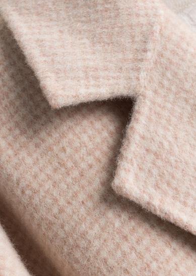 Diy Beige Plaid Tunics for Work Outfits Notched Pockets Woolen Coats