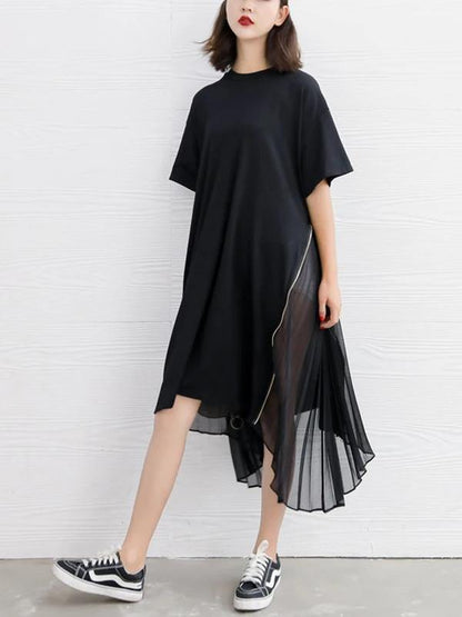 Diy Black Cotton Clothes for O Neck Patchwork Art Dress