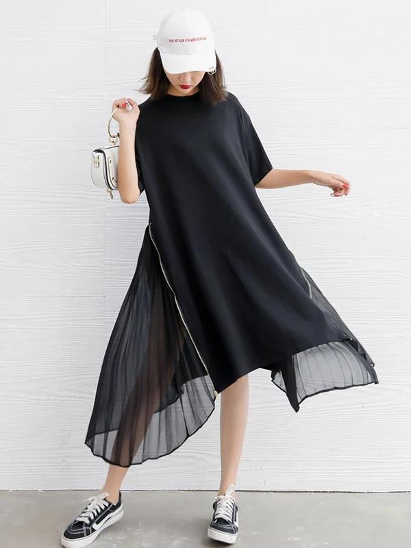 Diy Black Cotton Clothes for O Neck Patchwork Art Dress