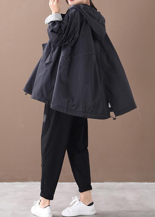 Diy Black Coats Blouses Neckline Hooded Baggy Winter Coats